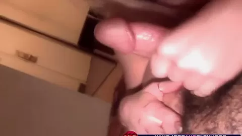 Hot blonde blowing dick and jerking off