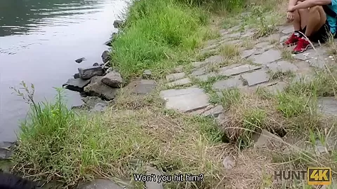 Hunt4K. Cuckold watches how his girlfriend fucks for money in park