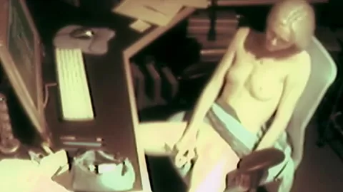 Office slut masturbating with dildo