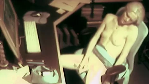 Office slut masturbating with dildo