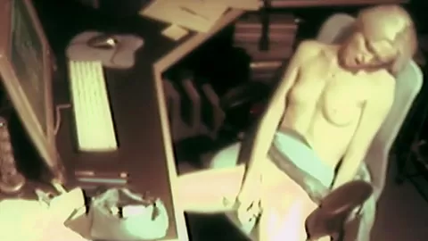 Office slut masturbating with dildo