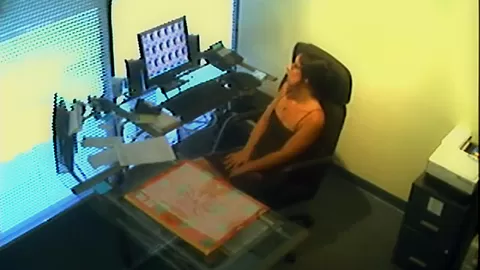Spex slut masturbating at the office