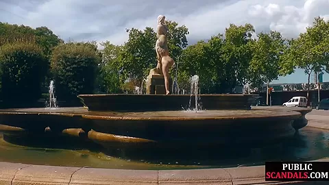 Public bdsm sub dominated outdoors before dick sucking