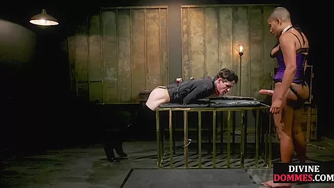 CFNM pegging domina fucks sub asshole in BDSM action