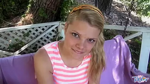Petite solo blonde teen 18+ fondles herself