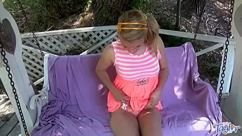 Petite solo blonde teen 18+ fondles herself