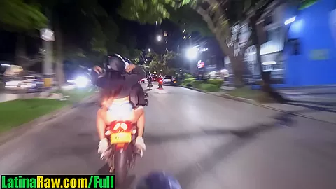 Colombian latina shows off her big ass in public during a motorcycle tour