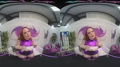 Curvy redhead shoves her pussy in your face then masturbates in VR