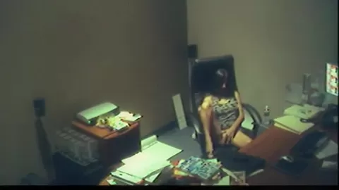 Office Brunette Girl Fingering her pussy at free time