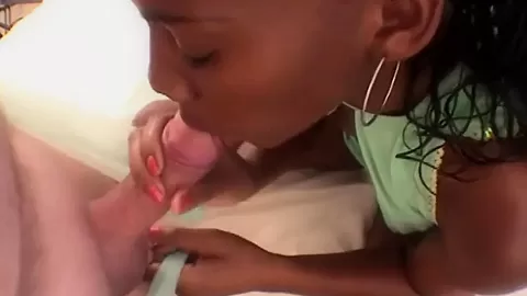 Busty POV ebony teen 18+ sucking cock