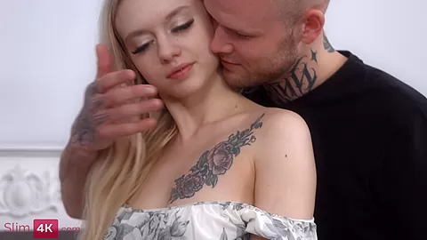 A slender teen 18+ gets fucked in different positions and gets cum in her tight pussy