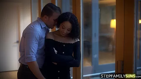 Guy cheats on wife by licking and fucking her ebony stepsis