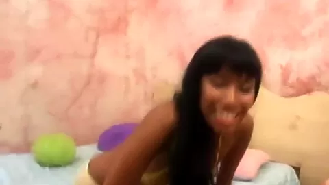 Dick sucking ebony beauty on her knees