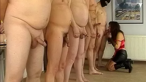 Guys standing in line to gangbang wife