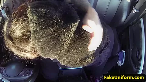Brown busty brit blowing uniformed cop