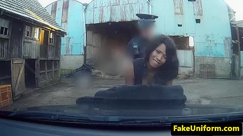 Brown busty brit blowing uniformed cop