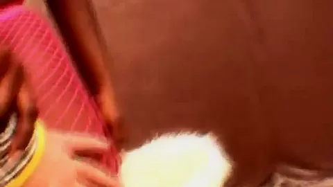 Stockinged busty ebony teen 18+ goes down on dick