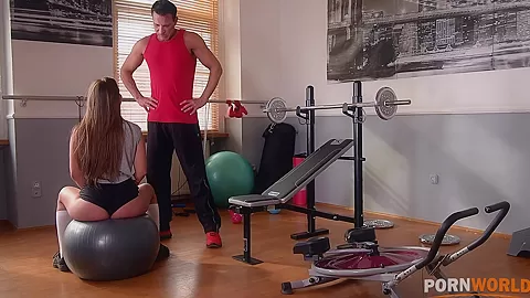 Anal Workout - Brunette College Girl Ass Fucked At The Gym - PornWorld