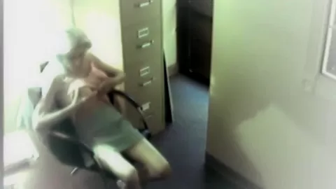 Busty office slut toys her solo pussy