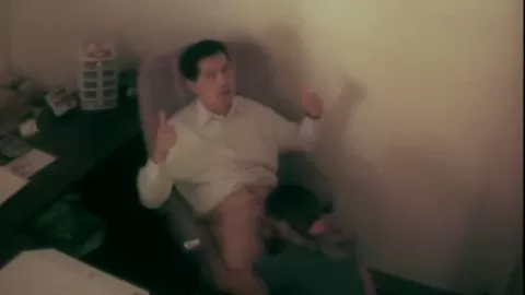 Office whore sucks on asian dudes dick