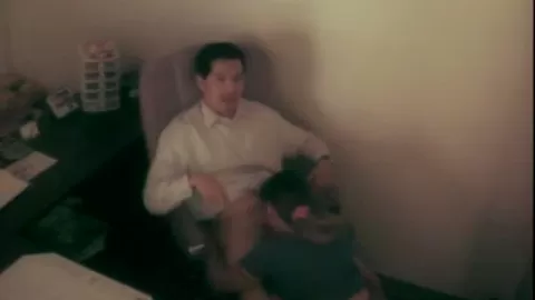 Office whore sucks on asian dudes dick