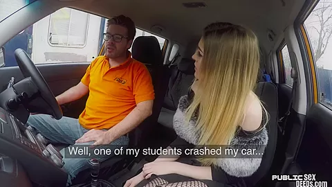 Cardriving Brit babe pounded by tutor before sucking POV