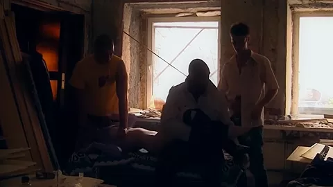 Avid double penetration gang group sex