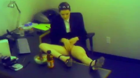 Hot Secretary Get Bored Masturbating with Dildo Toy
