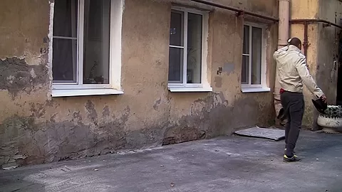 Hawt blond caught and screwed in an abandoned abode