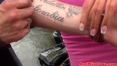 Busty hooker threeway fun with lucky tourist