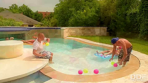 Fantastic Five - Two Babes Fucked By Three Studs At The Pool - PornWorld