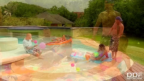 Fantastic Five - Two Babes Fucked By Three Studs At The Pool - PornWorld