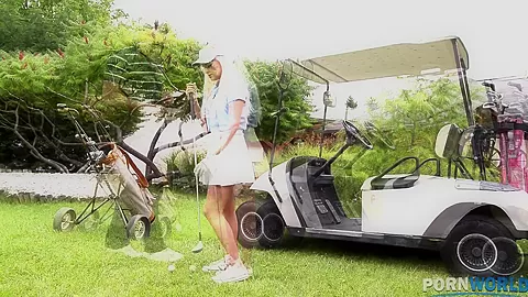 Deep Throat Warmup - Golf Instructor Fucks Hot Blonde - PornWorld