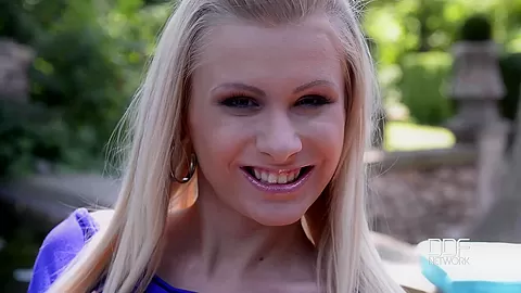 Coy And Sexy Blonde Gets Off Outside With Dildo - PornWorld