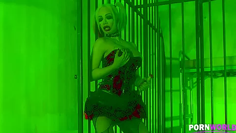 Cosplay Gets Kinky - Blonde Fingers Herself Behind Bars - PornWorld