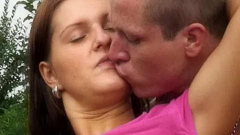 Young busty Claire 69ing outdoors