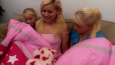 Twin teens 18+ get fingered by hot blonde