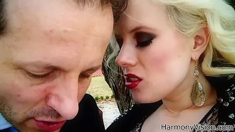 Blonde bitch gets fucked doggy style outdoor