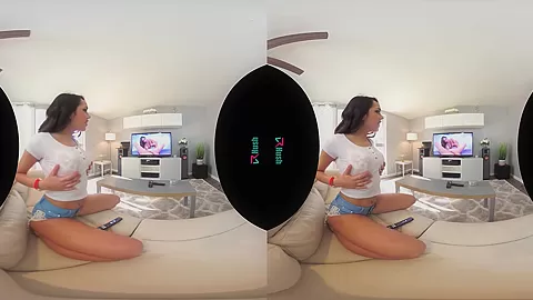 VRHUSH Esperanza gets off with a vibrator and a cock