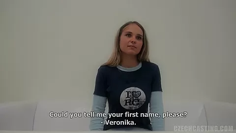 Czech Casting Veronika talked in to sucking cock