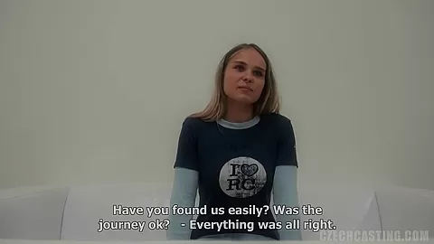 Czech Casting Veronika talked in to sucking cock