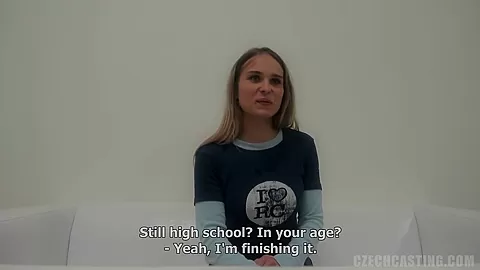 Czech Casting Veronika talked in to sucking cock