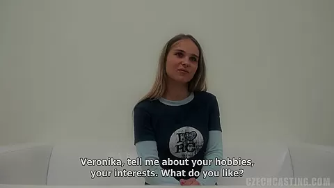 Czech Casting Veronika talked in to sucking cock