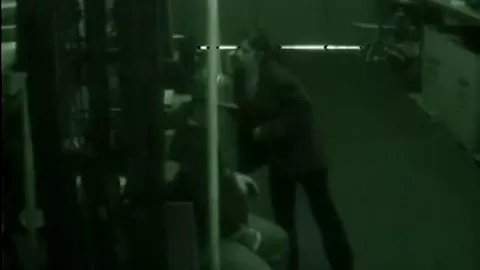 Warehouse slut sucks on dick