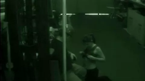Warehouse slut sucks on dick