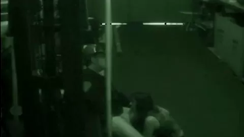 Warehouse slut sucks on dick