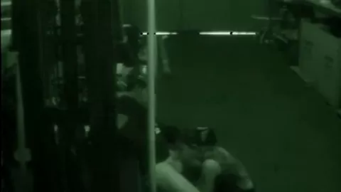 Warehouse slut sucks on dick