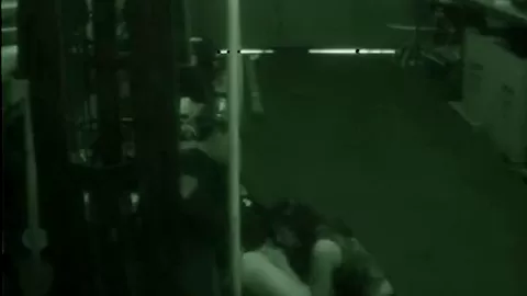 Warehouse slut sucks on dick