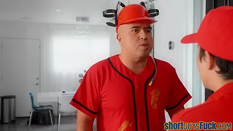 Short dude fucks two beautiful bitches in threesome
