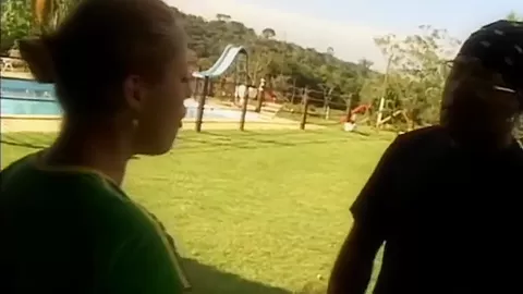 Interracial outdoor fuck gets wet and messy